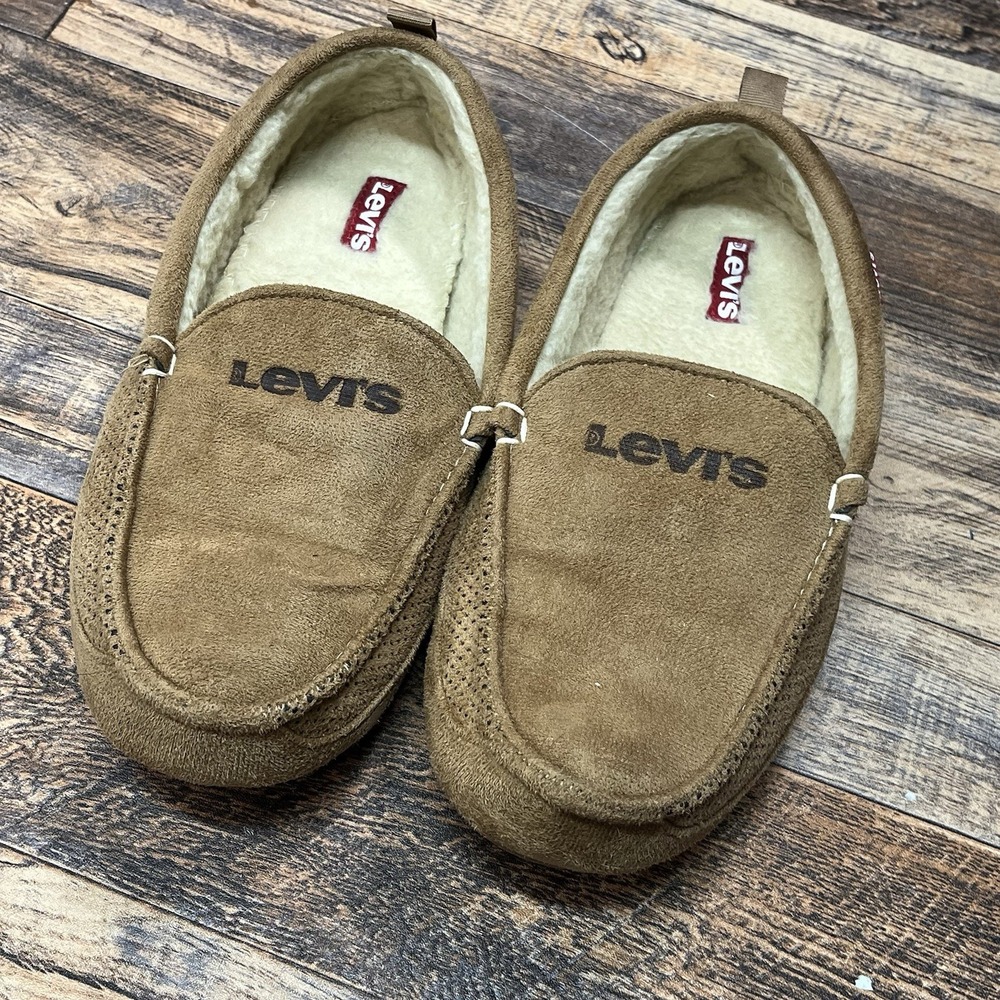 Levi's Faux Microsuede House Slippers Mens M 8-9 Sleeve Faux-Shearling Lined